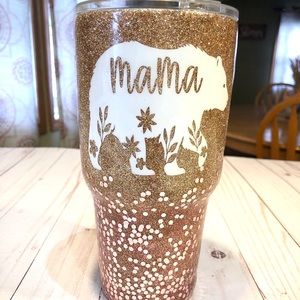 Mama bear glitter tumbler